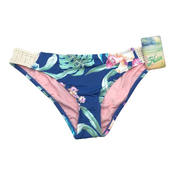 Hobie Surf Shop Crochet Spliced Hipster Bikini Swimsuit Bottom Blue Colorful XL - Picture 3 of 7
